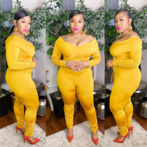 SC Plus Size 5XL Solid Slash Neck Tight Jumpsuit OSIF-20959