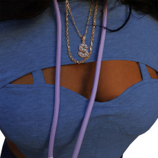 SC Fashion Sexy Solid Color Hooded Hollow Sweatshirts GLF-8088