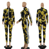 SC Casual Printed Coat And Pants Two Piece Set LSF-9055
