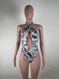SC Sexy Dollar Print Halter Bodysuit+Pants 2 Piece Sets DAI-8312