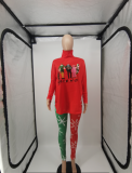 SC Plus Size Christmas Long Sleeve Split Top And Leggings Pants Two Piece Set SXF-1196