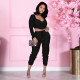 SC Sexy Solid Color Zipper Top And Sweatpants Two Piece Set CQF-932
