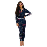 SC Fashion Letter Print Coat And Pants Two Piece Set XSF-6026