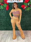 SC Sexy Ribbed Hole Long Sleeve Two Piece Pants Set MOF-6603