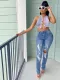 SC Plus Size Denim Ripped Hole Split Jeans Pants LX-5501
