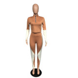 SC Plus Size Fashion Sports Fitness Yoga Long Sleeve Pants Two Piece Set WAF-7124