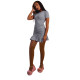 SC Sexy Solid Short Sleeve Ruched Ruffles Mini Dress XMY-9288