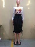 SC Black Drawstring Long Skirt OD-8413