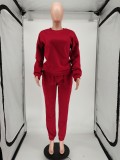 SC Casual Solid Color Sweatshirts And Pants Two Piece Set SMF-8065