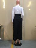 SC Black Drawstring Long Skirt OD-8413