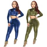 SC Sexy Turtleneck Long Sleeve Two Piece Pants Set MEM-8323