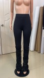 SC Fashion Casual Solid Color Stacked Pants BDF-8050