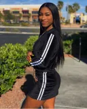 SC Casual Velvet Zipper Long Sleeve Mini Skirt 2 Piece Sets LSL-6022