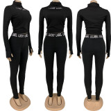 SC LUCKY LABEL Letter Print Tight Two Piece Sets FNN-8577