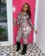 SC Cartoon Letter Print Zipper Long Sleeve Tight Jumpsuit MEM-8322