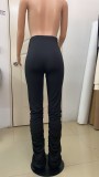 SC Fashion Casual Solid Color Stacked Pants BDF-8050