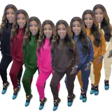 Plus Size Solid Sweatshirt Pants Two Piece Suits BDF-8036