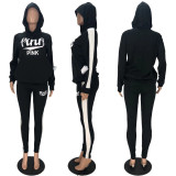 SC Fashion PINK Letter Printed Hoodie And Pants Sports Casual Two Piece Set XYF-9081