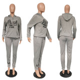 SC Fashion PINK Letter Printed Hoodie And Pants Casual Suit XMF-036