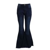 SC Plus Size Denim High Waist Stretch Flared Jeans HSF-2402