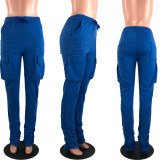 SC Casual Sports Solid Drawstring Pocket Piles Pants BLX-7552