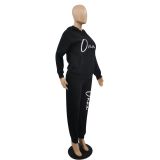 SC Fashion Letter Print Hooded Sweatshirts And Pants Two Piece Set OYF-8240