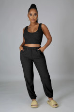 SC Solid Tank Tops+Long Cloack+Pants 3 Piece Sets MEM-8321