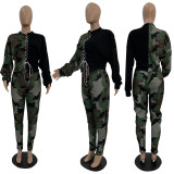 SC Plus Size Camo Leopard Print Lace Up Two Piece Sets MTY-6350-3