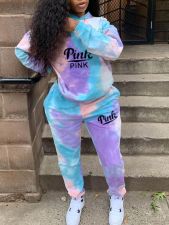 SC Plus Size Pink Letter Print Hoodies Two Piece Sets LP-6266