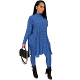 SC Plaid Print Split Tops And Pants Two Piece Sets ZSD-0378