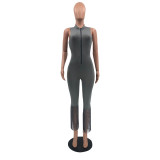 SC Fashion Casual Sleeveless Slim Tassel Jumpsuit QSF-5028