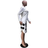 SC Polka Dot Print Long Sleeve Midi Dress OD-68254