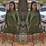SC Plus Size Solid Long Sleeve Casual Loose Midi Dress LSL-8023