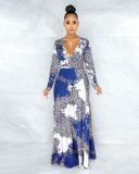 SC Elegant Long Sleeve Print Banquet Party Maxi Dress ANNF-6043