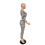 SC Plus Size Fashion Leopard Print Sports Casual Long Sleeve And Pants 2 Piece Set WAF-7139