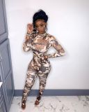 SC Stand Collar Long Sleeve Camouflage Slim Jumpsuit TCF-056