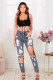 SC Plus Size Denim Ripped Hole Jeans Pants LX-5119