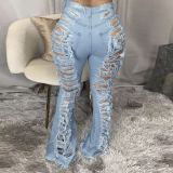 SC Plus Size 5XL Denim Ripped Hole Flared Jeans HSF-2397