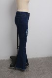 SC Plus Size Denim Ripped Hole Flared Jeans HSF-2404