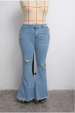 SC Plus Size 5XL Denim Ripped Hole Flared Jeans HSF-2397