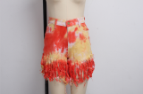 SC Plus Size Denim Tie Dye Tassel Jeans Shorts HSF-2358