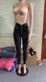 SC Black PU Leather High Waist Skinny Pants AWF-5827