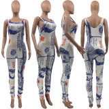 SC Dollar Printed Sleeveless Slim Fit Jumpsuits QSF-5039