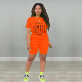 SC Letter Print T Shirt Shorts Two Piece Sets SHA-6224