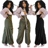 SC Casual High Waist Lace Up Loose Wide Leg Pants OMY-0002