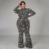 SC Plus Size Fashion Casual Print Long Sleeve Jumpsuits NNWF-7010