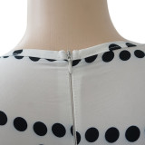 SC Large Size Polka Dot Print Loose Straight Wide-leg Jumpsuit (Without Belt) NNWF-7047