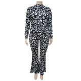 SC Plus Size Fashion Casual Print Long Sleeve Jumpsuits NNWF-7010