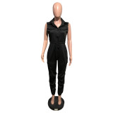 SC Casual Solid Sleeveless Cargo Jumpsuits OMY-0003