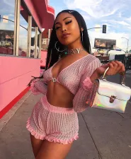 SC Sexy Long Sleeve Two Piece Shorts Set BN-9166